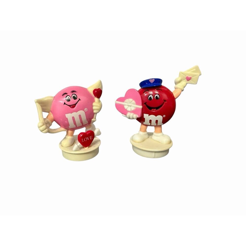 Vintage M&M Candy Heart Figures: 1995 Mailman & 1992 Cupid Valentine’s Day
